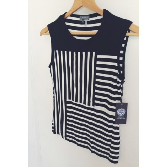 Vince Camuto Tops - Vince Camuto Striped Asymmetrical Tank